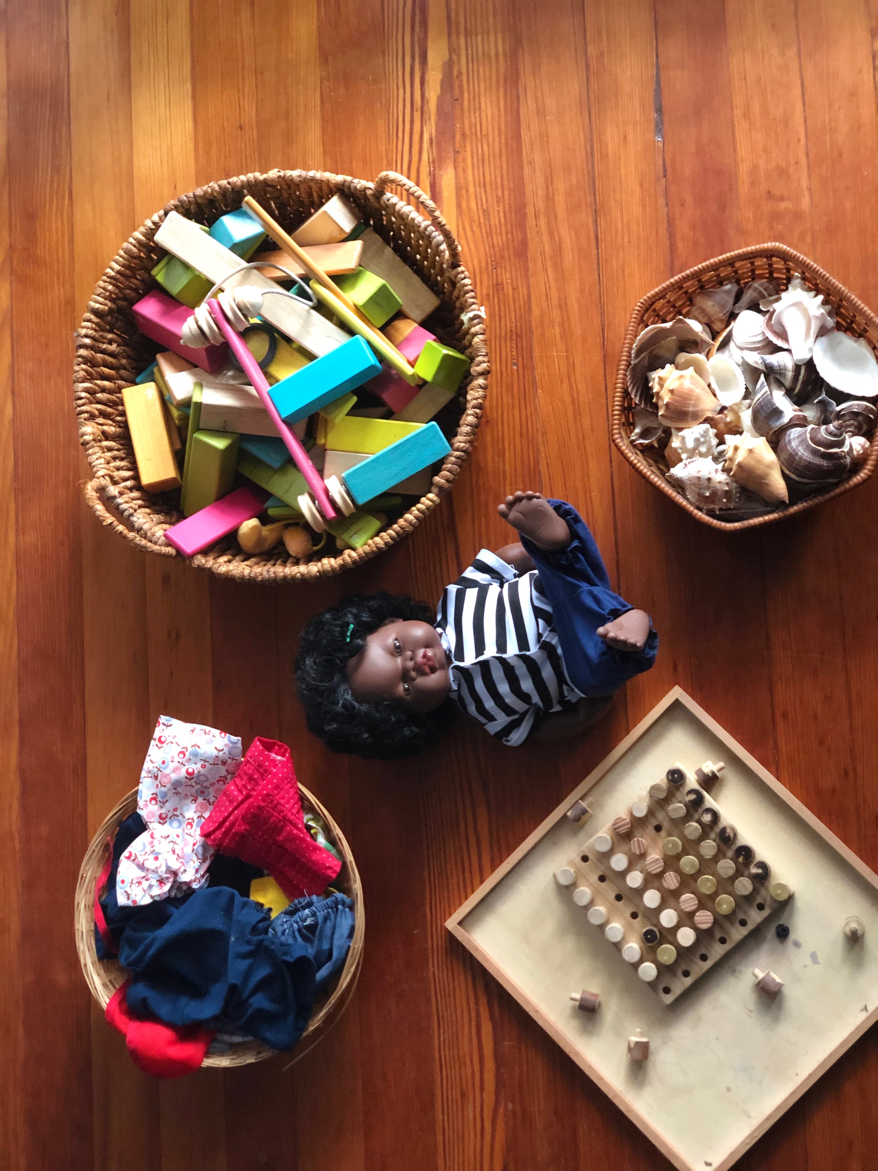 Montessori at home baskets Montessori home