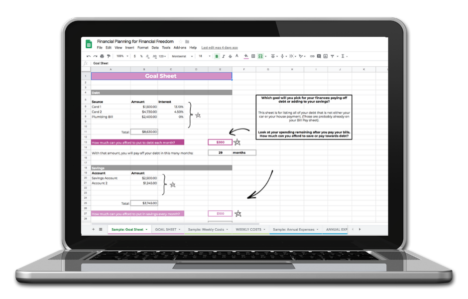 computer with spreadsheets