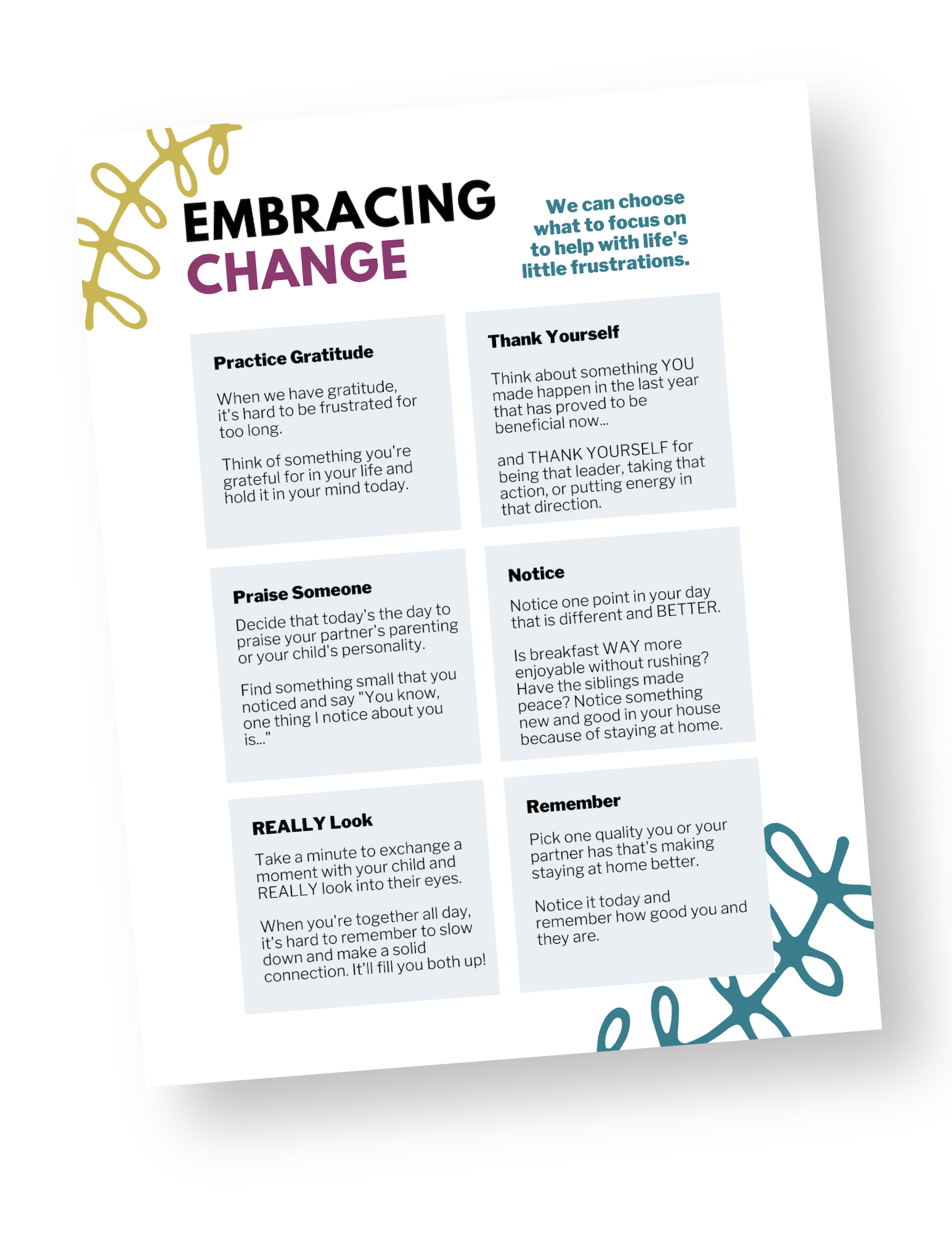 Embracing Change Strategy Sheet embracing change